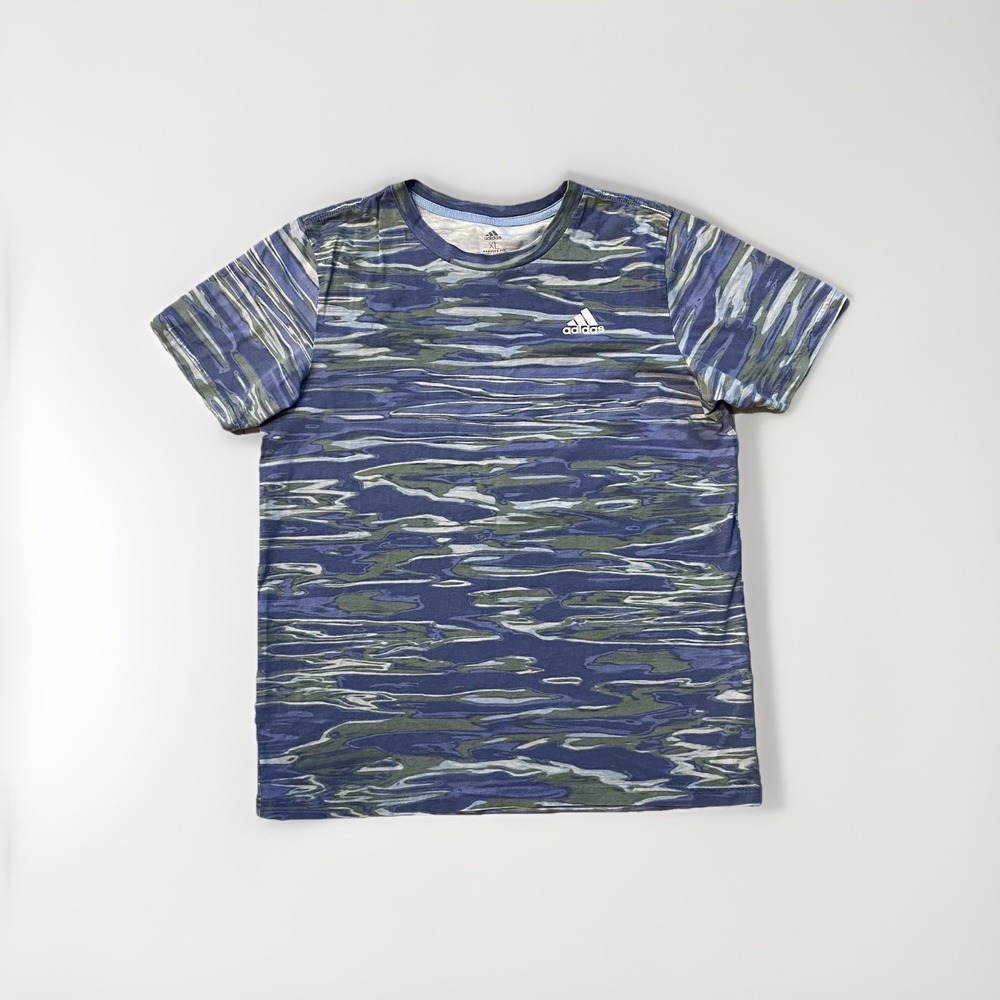 Adidas Boys T-Shirt XL (18/20) Gray Blue Fit